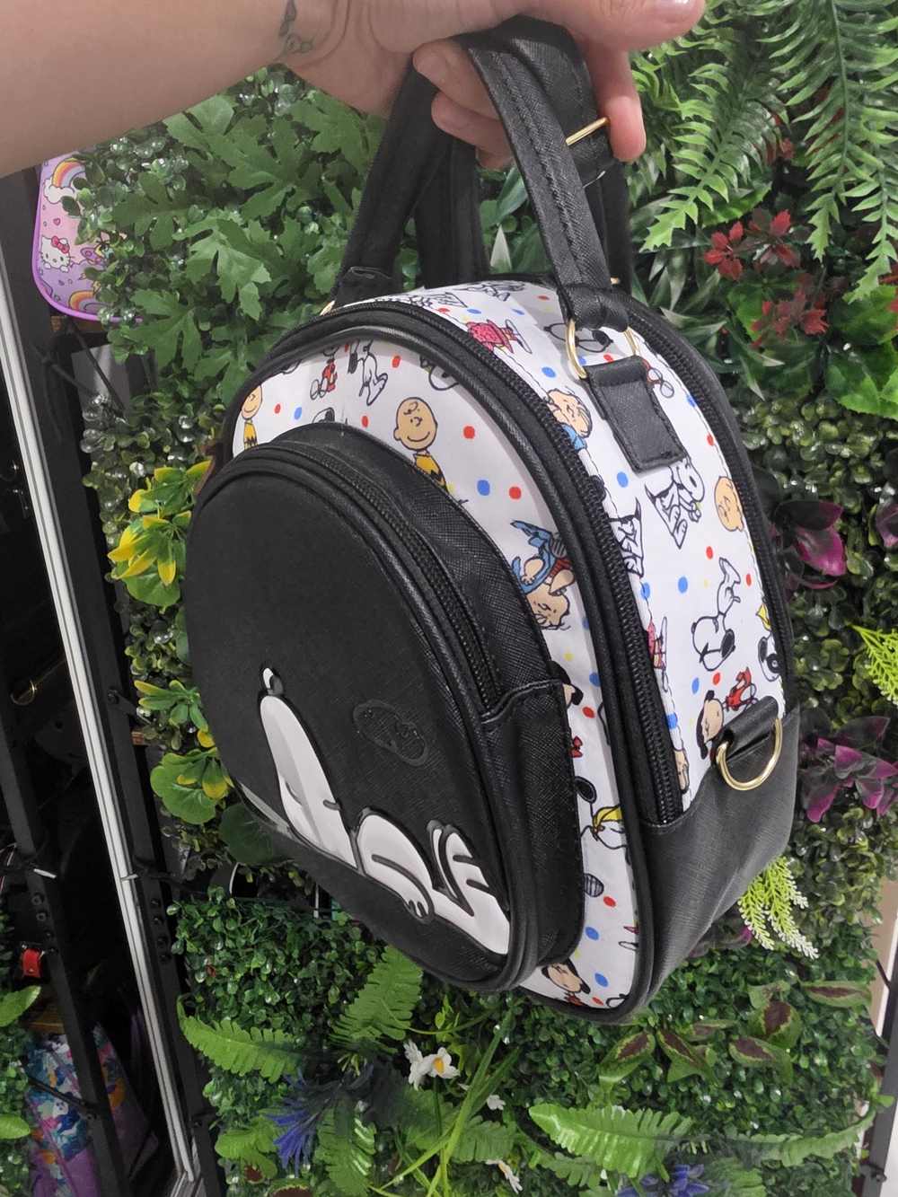 Peanuts Snoopy Black Mini Backpack Bag - Picture 2 of 8